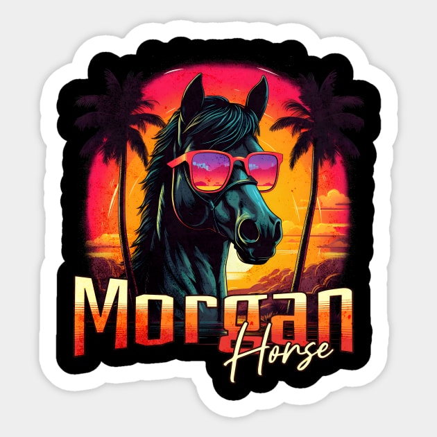 Retro Wave Morgan Horse Miami Vibe Sticker by Miami Neon Designs